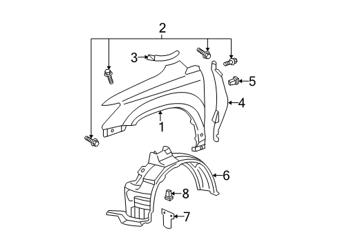 2005 Lexus RX330 Fender & Components Fender Sub-Assy, Front RH Diagram for 538010E010