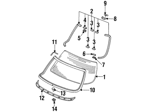 1997 Acura TL Back Glass, Reveal Moldings Fabric, Non Woven Diagram for 73128SW5000