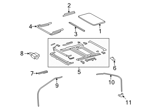 2012 Lexus LS460 Sunroof Gear Sub-Assy, Sliding Roof Drive Diagram for 6326050070