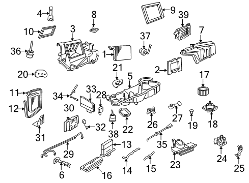 2002 Lincoln Blackwood A/C Evaporator & Heater Components Vacuum Reservoir Diagram for F65Z19A566AA