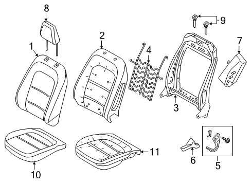 2020 Ford Escape Driver Seat Components PAD - SEAT CUSHION Diagram for LJ6Z78632A23E