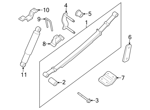 2022 Nissan Frontier Suspension Components, Stabilizer Bar & Components SHACKLE-REAR SPRING Diagram for 552219BU0A