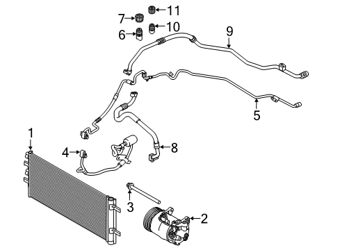 2019 Mini Cooper Countryman A/C Condenser, Compressor & Lines Condenser Air Conditioning With Drier Diagram for 64509271205