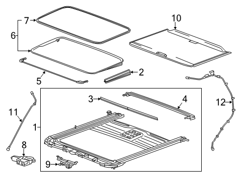 2018 GMC Yukon Sunroof Sunroof Frame Diagram for 84458212