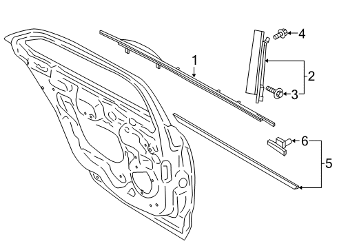 2017 Lincoln Continental Exterior Trim - Rear Door Applique Panel Diagram for GD9Z54255A34AA
