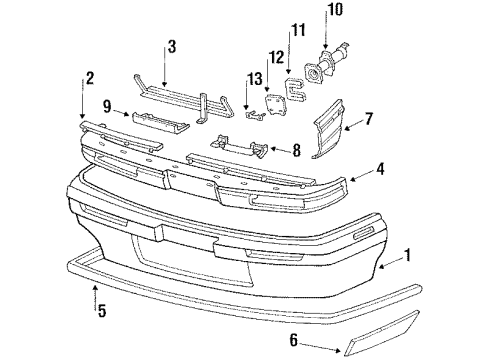 1987 Buick LeSabre Front Bumper PLATE, Bumper/Fascia Diagram for 25515744