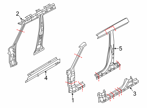 2019 Kia Soul Center Pillar, Hinge Pillar, Rocker Panel Assembly-Side SILL Diagram for 65170B2700