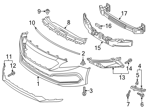 2017 Hyundai Sonata Fog Lamps Bracket-Front Bumper Side, LH Diagram for 86513C2000
