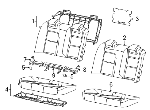 2011 Chevrolet Caprice Rear Seat Components Seat Cushion Pad Diagram for 92247327