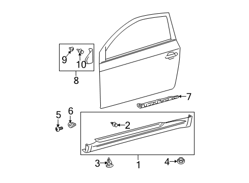 2009 Scion tC Exterior Trim - Pillars, Rocker & Floor Pillar Cover Retainer Diagram for 6777132080