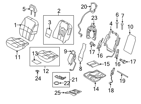 2007 Lincoln MKX Front Seat Components Seat Cushion Pad Diagram for 7A1Z78632A22C