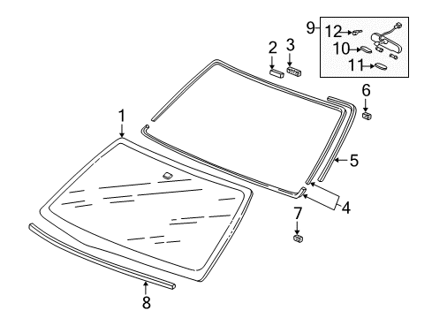 2002 Acura MDX Windshield Glass Seal, FR. Windshield Molding (Lower) Diagram for 73129S3VA00