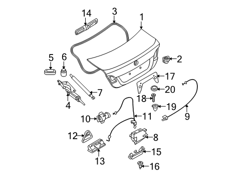 2007 BMW 335i Trunk Stop Buffer Diagram for 51247145085