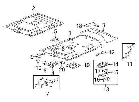2008 Hummer H2 Interior Trim - Roof Grip Handle Spacer Diagram for 25930837