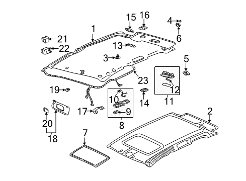 2003 Buick Rendezvous Interior Trim - Roof Lamp Asm-Roof Rail Courtesy & Reading (RH) Diagram for 10442760