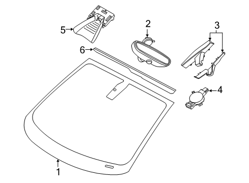 2019 BMW i3 Windshield Glass, Reveal Moldings Set Of Covers Mirror Baseplate Diagram for 51169323830