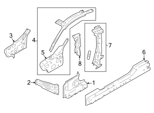 Hinge Pillar, Lock Pillar Inner Lock Pillar Diagram for FR3Z6302038A