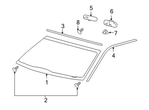 2005 Ford F-150 Windshield Glass Side Molding Diagram for 4L3Z1503136AA