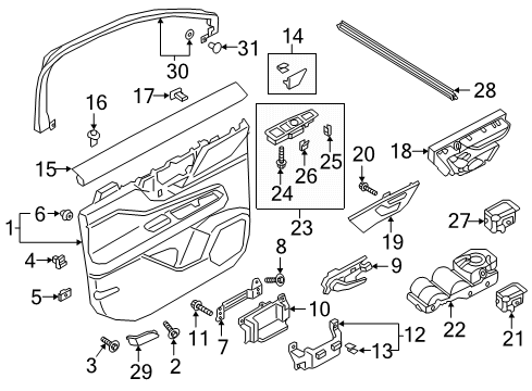 2021 Lincoln Corsair Interior Trim - Front Door HOUSING - SWITCH Diagram for LJ7Z14524AD