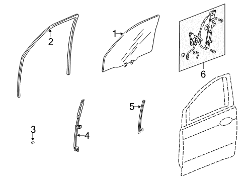 2001 Honda Odyssey Front Door Channel, Left Front Door Run Diagram for 72275S0XA02