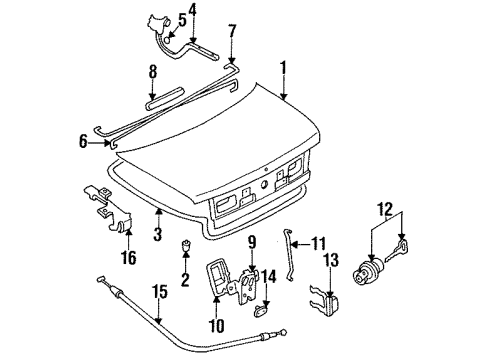 1995 Kia Sephia Trunk Lid Cable-Trunk Lid Diagram for 0K20156870