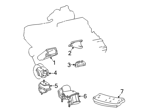2004 Lexus GS430 Engine & Trans Mounting INSULATOR, Engine Mounting Diagram for 1239150040