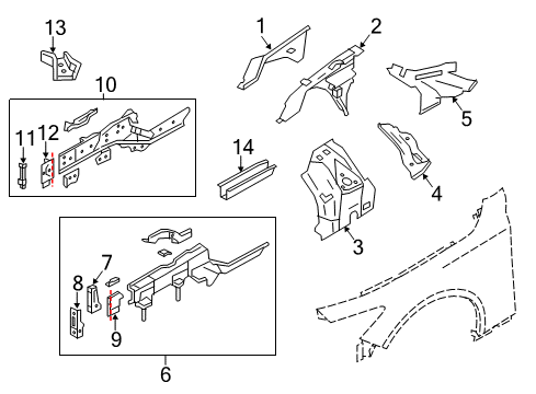 2016 Infiniti Q50 Structural Components & Rails Housing Assy-Front Strut, LH Diagram for 641216HA0A