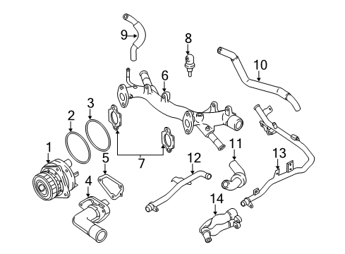 2009 Nissan Murano Powertrain Control Hose-Water Diagram for 14055JP00A