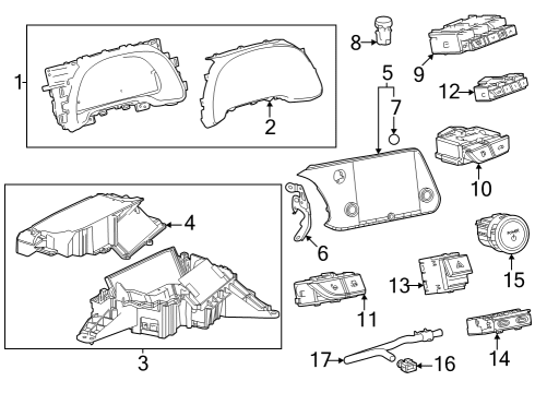 Cluster & Switches, Instrument Panel KNOB Diagram for 9001125347