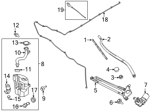 2019 Lincoln MKC Windshield - Wiper & Washer Components Washer Reservoir Diagram for EJ7Z17618A
