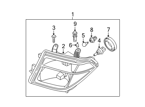 2008 Nissan Frontier Headlamps Driver Side Headlight Assembly Diagram for 26060EA525