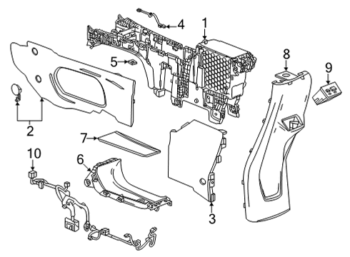 Center Console Rear Panel Diagram for 42731256
