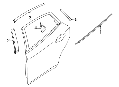 2013 Infiniti M35h Exterior Trim - Rear Door Moulding-Rear Door Sash, Front LH Diagram for 822831MA0A