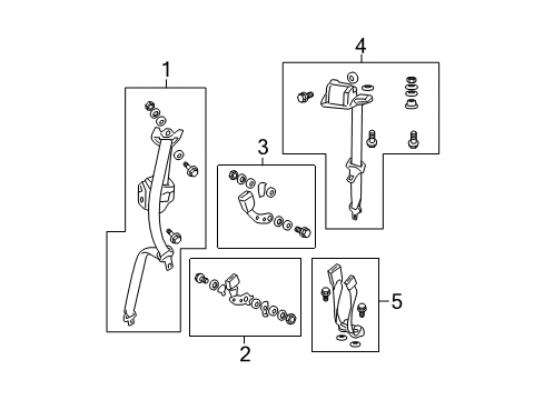 2014 Honda Pilot Seat Belt Anchor Set, R. RR. Seat *NH167L* (GRAPHITE BLACK) Diagram for 04825SZAA00ZA