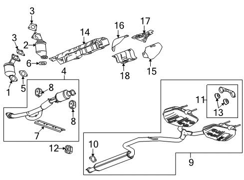 2010 Buick LaCrosse Exhaust Components Muffler & Pipe Insulator Diagram for 13255816