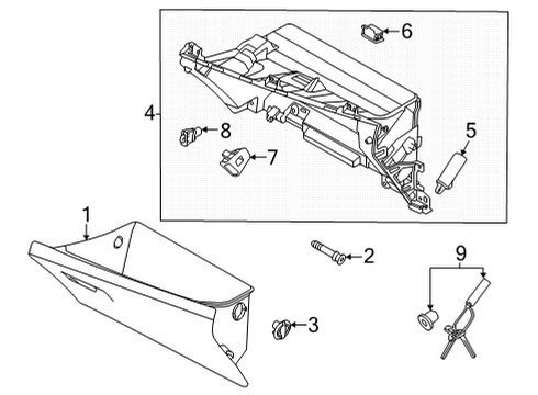2020 Kia Cadenza Glove Box Glove Box Assembly Diagram for 84510F6100GYT