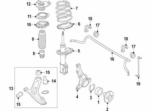 2020 Hyundai Veloster N Front Suspension Components, Lower Control Arm, Stabilizer Bar STRUT Assembly-FR, LH Diagram for 54651K9600