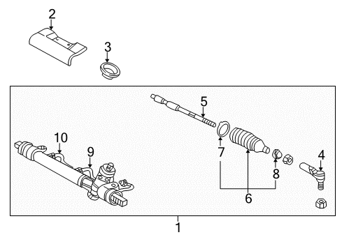 2004 Saturn L300 P/S Pump & Hoses, Steering Gear & Linkage Shield, Steering Gear Heat Diagram for 90575599