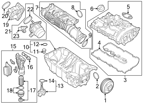 2019 BMW X1 Engine Parts, Mounts, Cylinder Head & Valves, Camshaft & Timing, Variable Valve Timing, Oil Pan, Oil Pump, Balance Shafts, Crankshaft & Bearings, Pistons, Rings & Bearings Profile-Gasket Diagram for 11128618520