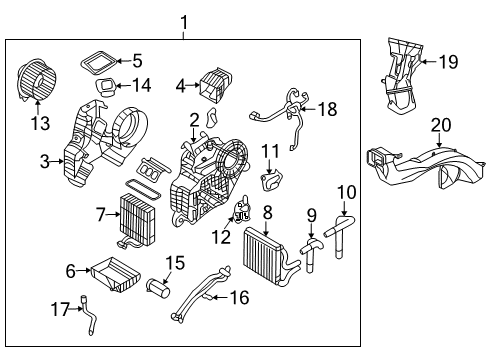 2014 Kia Sedona Auxiliary Heater & A/C Case-LH Diagram for 979574D000