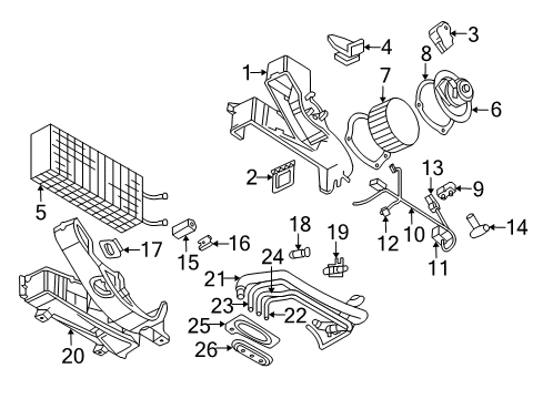 1999 Dodge Ram 1500 Van Auxiliary Heater & A/C Motor Pkg-Heater Blower Diagram for 4638058AB