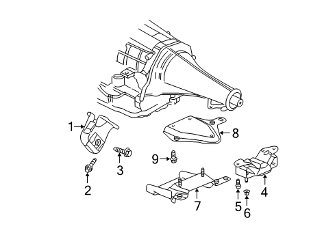 2004 Dodge Ram 1500 Engine & Trans Mounting Bracket-Transmission Mount Diagram for 52020936AB