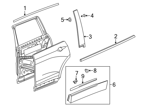 2021 Cadillac XT6 Exterior Trim - Rear Door Belt Weatherstrip Diagram for 84239727