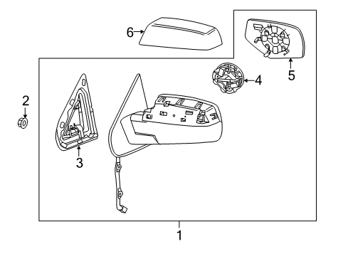 2015 Chevrolet Silverado 1500 Mirrors Mirror Glass Diagram for 22919744