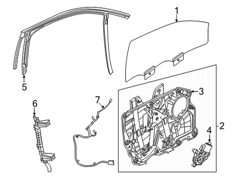 2021 Ford Mustang Mach-E Front Door RUN - DOOR GLASS Diagram for LJ8Z5821596B