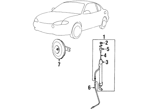 2000 Hyundai Tiburon Antenna & Radio, Horn Horn Assembly-High Pitch Diagram for 966203K000
