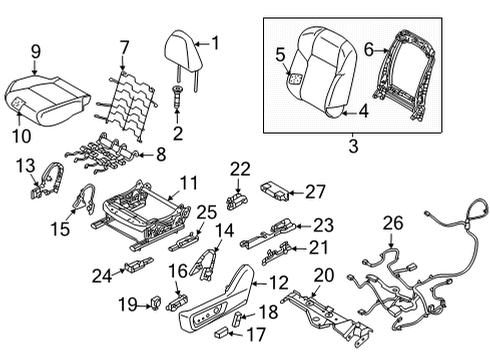 Driver Seat Components Cover RECLINING Device Inner Diagram for 874566RA0A
