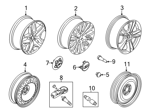 2020 Ford SSV Plug-In Hybrid Wheels & Trim Compact Spare Diagram for CV6Z1015B