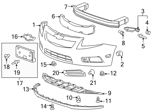 2012 Chevrolet Cruze Front Bumper Trim Cover Diagram for 94831149