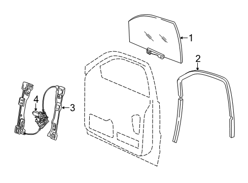 2021 Jeep Grand Cherokee Front Door GLASS-FRONT DOOR Diagram for 68068670AE